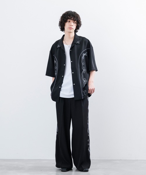 「JUNRED」 半袖シャツ L オフホワイト メンズ_画像9