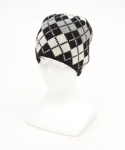 ニット帽 ニットキャップ an meets zakka アーガイル柄ウールニット