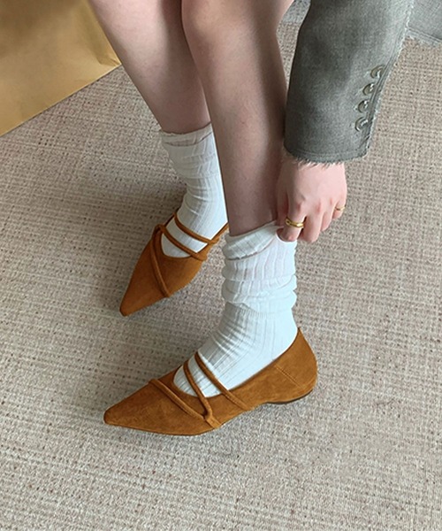 shoes365 パンプス ストラップデザインポインテッドトゥフラット