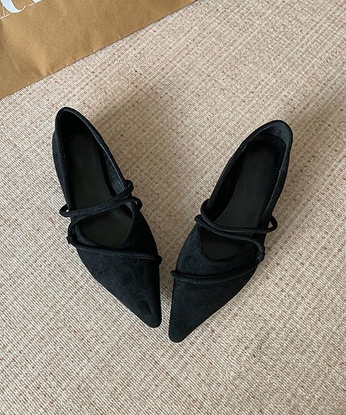 shoes365 パンプス ストラップデザインポインテッドトゥフラット