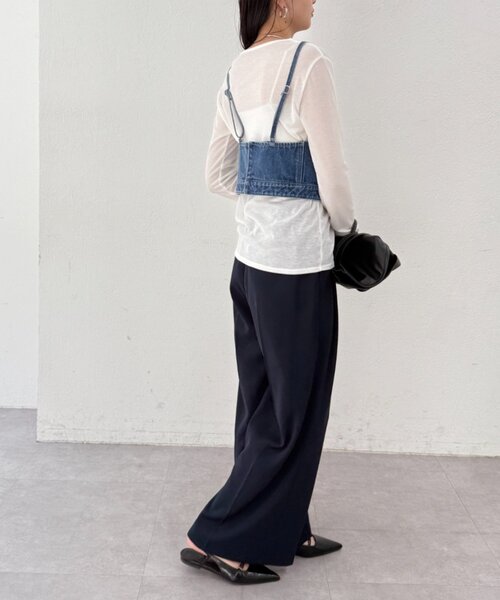 ラウンジドレス　デニムベスト Loungedress（ラウンジドレス） タンクトップ ノースリーブ デニム