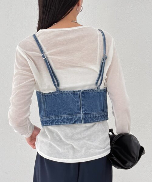 ラウンジドレス　デニムベスト Loungedress（ラウンジドレス） タンクトップ ノースリーブ デニム