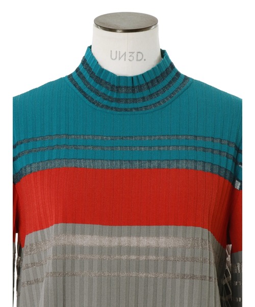 UN3D.（アンスリード） ニット セーター COLOR BLOCK PLEATS KNIT