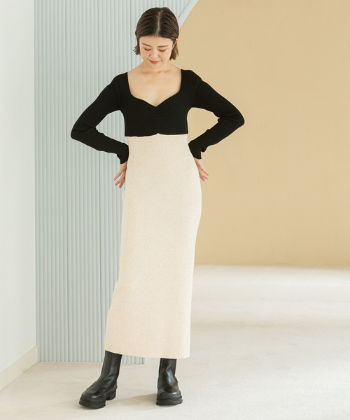 「U by SPICK&SPAN」 ニットワンピース - ベージュ レディース_画像2