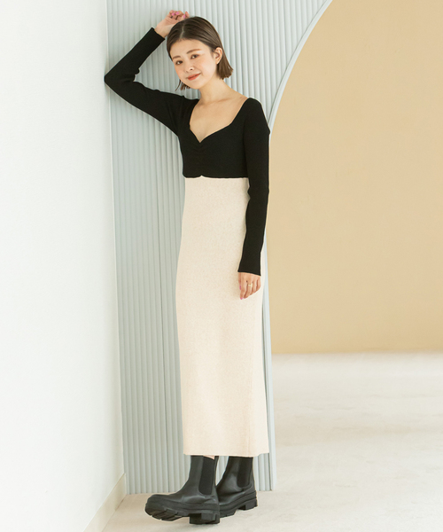 「U by SPICK&SPAN」 ニットワンピース - ベージュ レディース_画像6