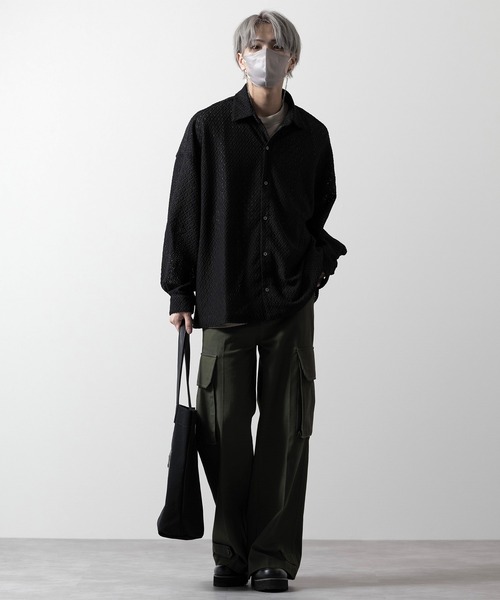 「CLEL」 長袖シャツ S チャコールグレー メンズ_画像2