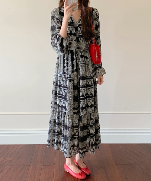 DAY CLOSET ワンピース 「大人っぽ透け感シフォン生地」長袖