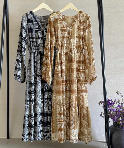 DAY CLOSET ワンピース 「大人っぽ透け感シフォン生地」長袖