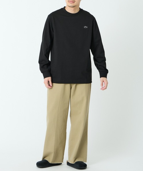 LACOSTE ワンポイントロゴ 長袖Tシャツ ロンT 黒 XS(M程度) 美品 LACOSTE（ラコステ） tシャツ ワンポイントロゴ ロングスリーブTシャツ