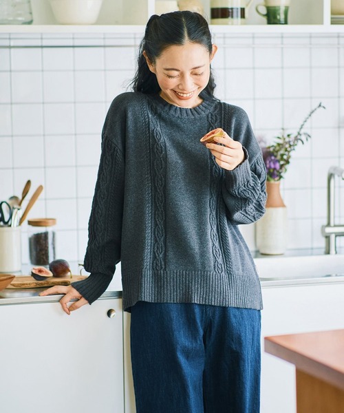 「and myera」 長袖ニット S ネイビー レディース_画像3
