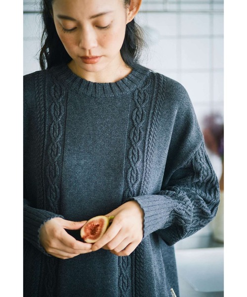 「and myera」 長袖ニット S ネイビー レディース_画像4