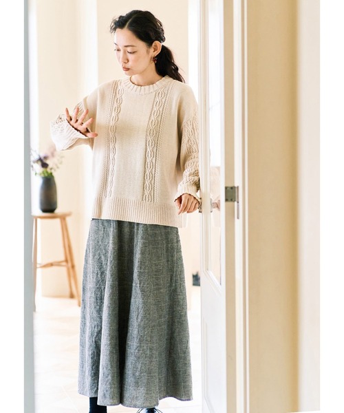 「and myera」 長袖ニット S ネイビー レディース_画像7