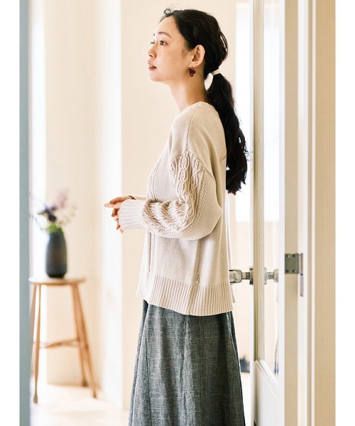 「and myera」 長袖ニット S ネイビー レディース_画像8