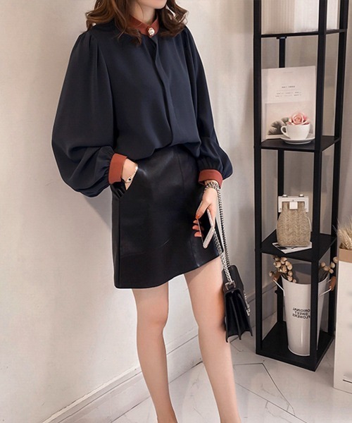 「Miniministore」 長袖ブラウス X-LARGE ネイビー レディース_画像3