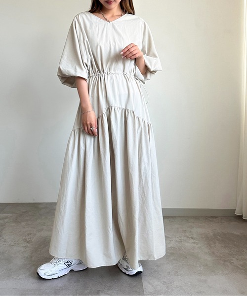 「apres jour mignon」 半袖ワンピース MEDIUM グレイッシュベージュ レディース_画像3