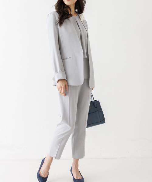 「abahouse mavie」 ノーカラージャケット 36 ダークネイビー レディース_画像7