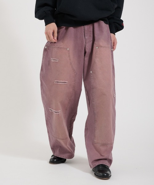 Perushu ワイドパンツ ジーンズ LOOSEFIT DAMAGED DOUBLE-KNEE PANTS 