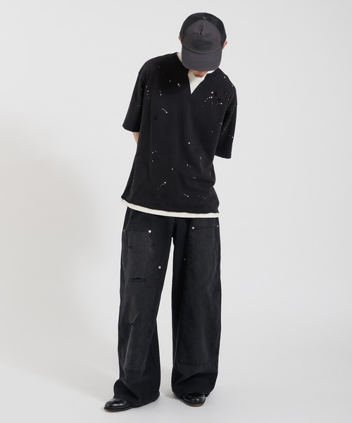 Perushu ジーンズ LOOSEFIT DAMAGED DOUBLE-KNEE PANTS／ルーズ