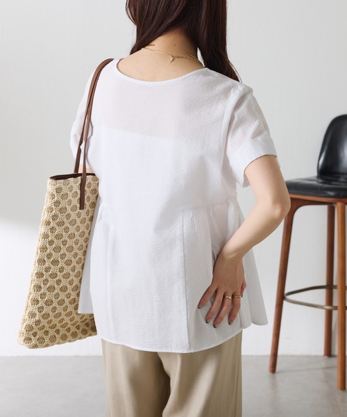 ブラウス シャツ 着るだけですっきり見え3WAYサッカーブラウス/WEB限定カラー展開 レディースの画像
