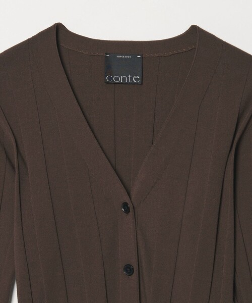 conte カーディガン 「conte」ワイドリブ Vネックカーディガン