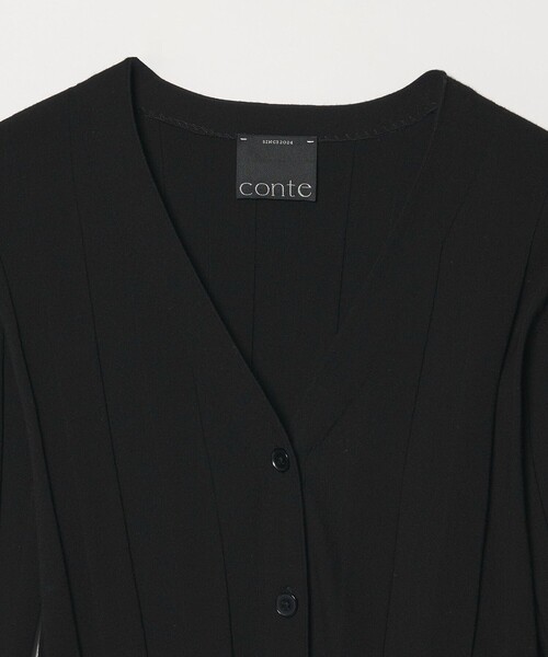 conte カーディガン 「conte」ワイドリブ Vネックカーディガン