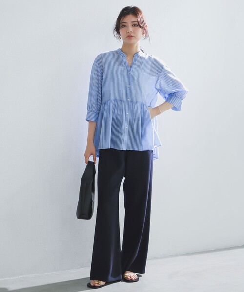 「UNFILO」 7分袖ブラウス MEDIUM ブルー レディース_画像3