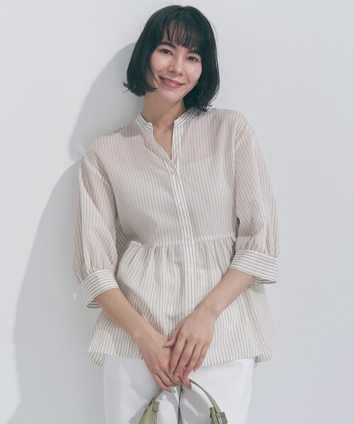 「UNFILO」 7分袖ブラウス MEDIUM ブルー レディース_画像4