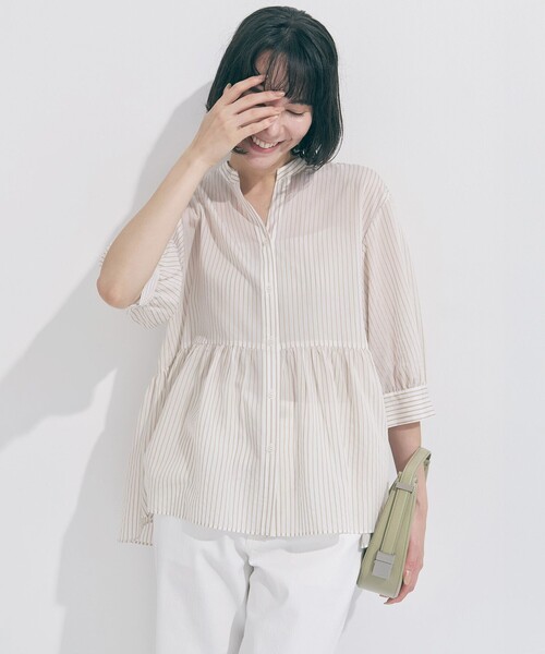 「UNFILO」 7分袖ブラウス MEDIUM ブルー レディース_画像5