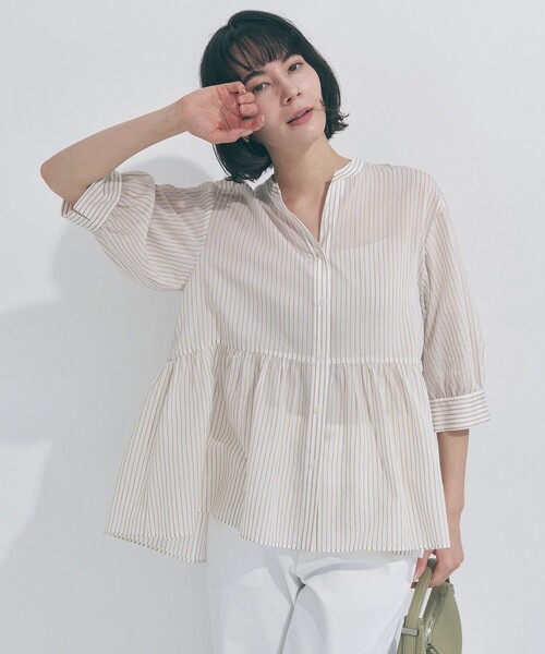 「UNFILO」 7分袖ブラウス MEDIUM ブルー レディース_画像6