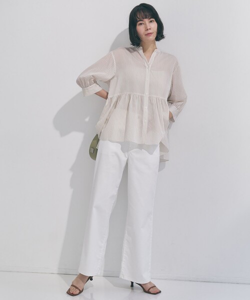 「UNFILO」 7分袖ブラウス MEDIUM ブルー レディース_画像7