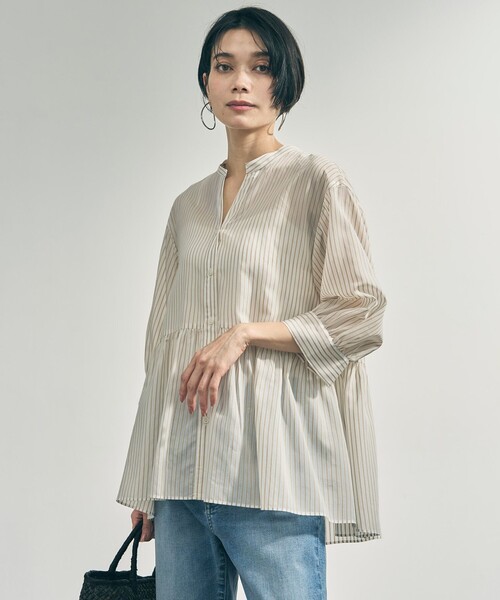 「UNFILO」 7分袖ブラウス MEDIUM ブルー レディース_画像8