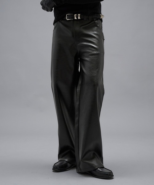 ANDER HUNK ワイドパンツ パンツ Faux Leather Wide Straight Pants