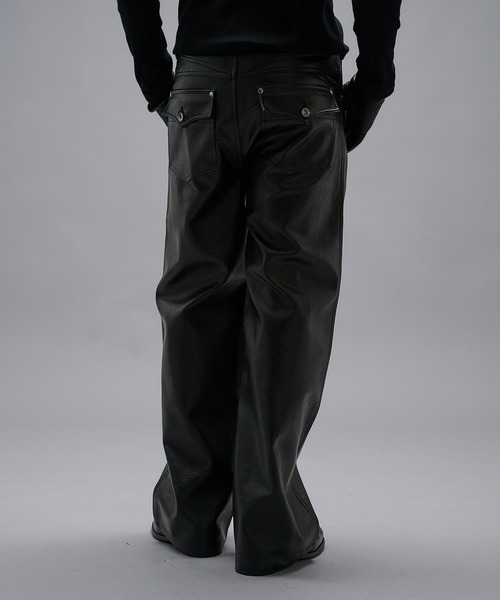 ANDER HUNK ワイドパンツ パンツ Faux Leather Wide Straight Pants