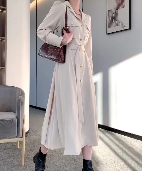 美品 FENDI 23SSチェストFFロゴ ベルテッド シャツワンピース FENDI - 美品 フェンディ FENDI シャツ ロングスリーブ 襟ズッカ