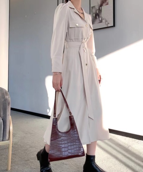 未使用級❤️23SS UN3D メッシュドッキングシャツ ホワイト　ワンピース UN3D.（アンスリード）の「TUCK LONG SHIRT CAMI-OP / タック