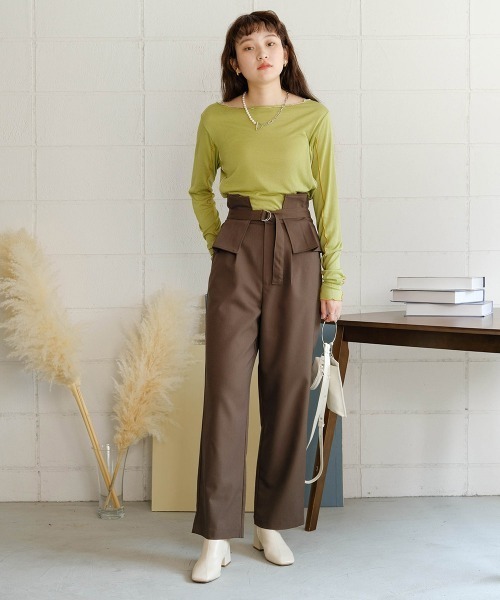 BAB パンツ ハイウエストベルトセットテーパードパンツ レディース  
