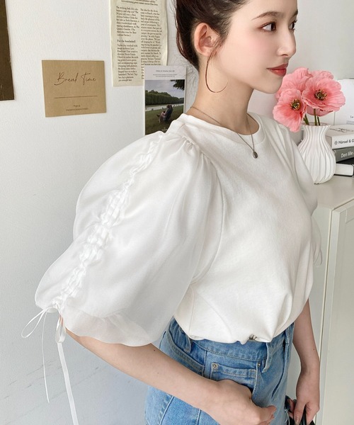 tシャツ パフスリーブカットトップ レディース SLY tシャツ PUFF SLEEVE CUT TOPS パフスリーブ カット