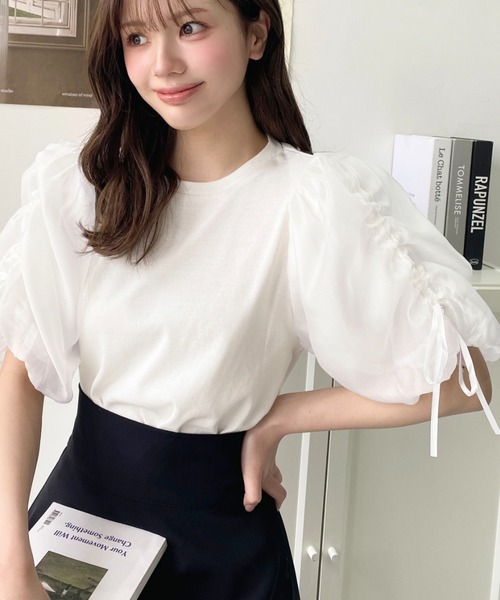 tシャツ パフスリーブカットトップ レディース SLY tシャツ PUFF SLEEVE CUT TOPS パフスリーブ カット