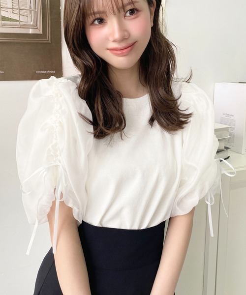 tシャツ オーガンジーおリボンTOPS レディース tシャツ オーガンジーリボンTOPS レディース : ZOZOTOWN Yahoo
