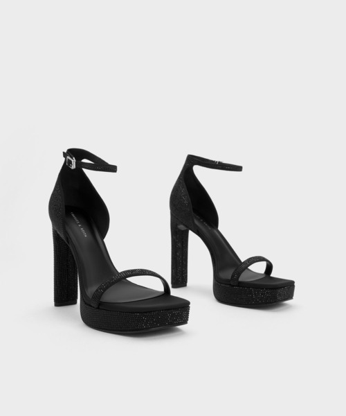 CHARLES ＆ KEITH サンダル クリスタル アンクルストラップ