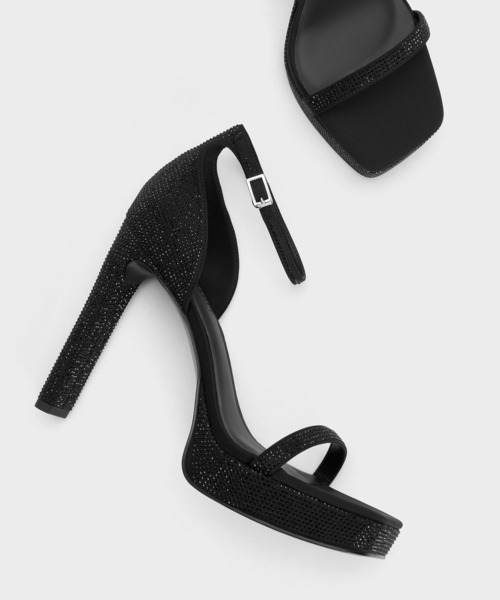 チャールズアンドキース プラットフォーム アングルストラップ サンダル 23cm CHARLES & KEITH アンクルストラップ プラットフォームサンダル
