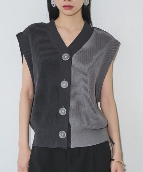 Solace ベスト ジレ バイカラーニットベスト レディース : ZOZOTOWN