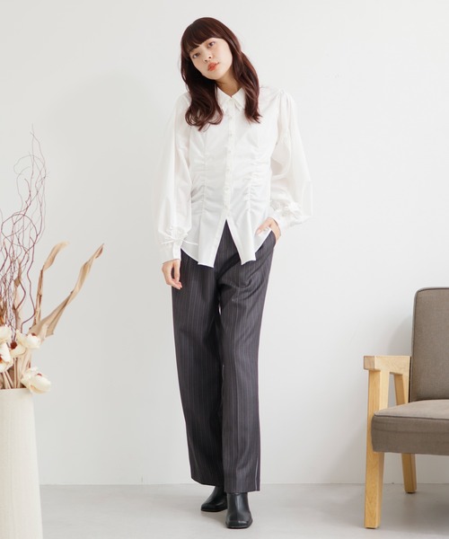 LADYMADE シャツ ブラウス ダブルカラーシャーリングシャツ
