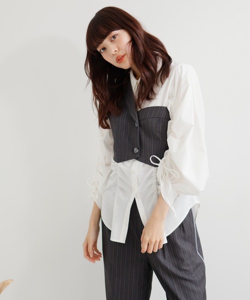 LADYMADE / レディメイド　ブラウスシャーリングシャツ LADYMADE シャツ ブラウス ダブルカラーシャーリングシャツ