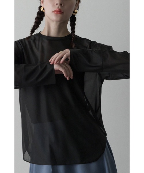 tシャツ シャイニークルーネックカットソー レディース Limue tシャツ クルーネックシアカットソー レディース