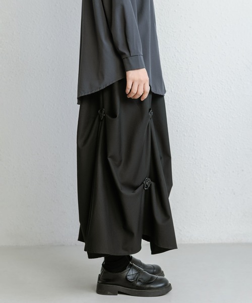 MAISON DE THERESE スカート ハイウエストプリーツ花Aライン
