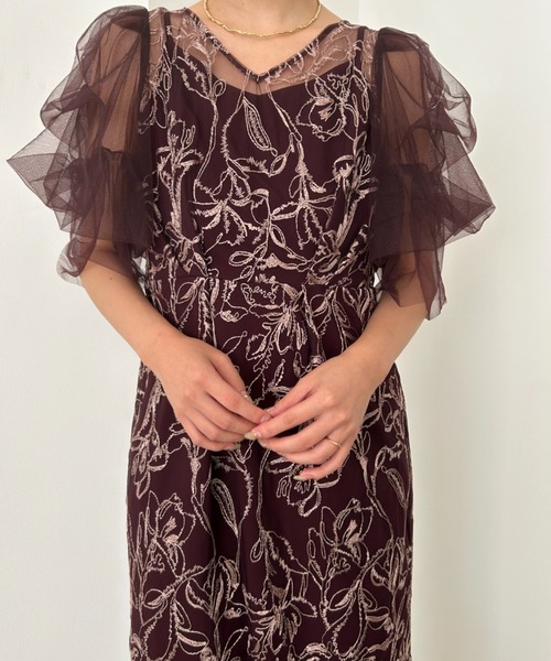 Fluffy sleeve pencil dress（ドレス）｜LE'RURE（リルアー）の