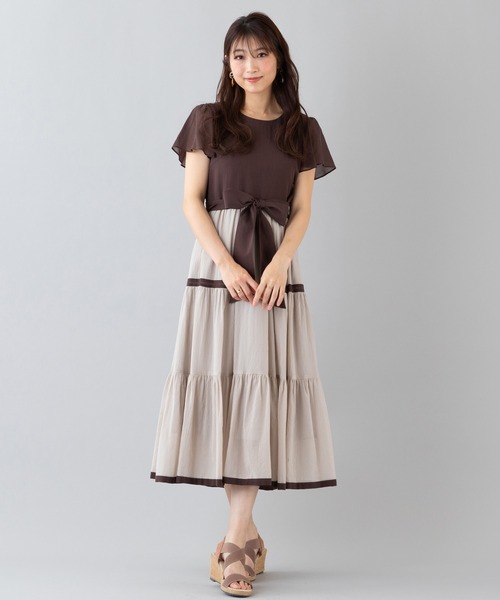 tomopiano Rose Tiara ローズティアラ コットンシフォン Rose Tiara ワンピース コットンシフォンティアードワンピース