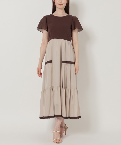 Rose Tiara シフォンワンピース　定価36,300円　新品タグ付き Rose Tiara ワンピース コットンシフォンティアードワンピース