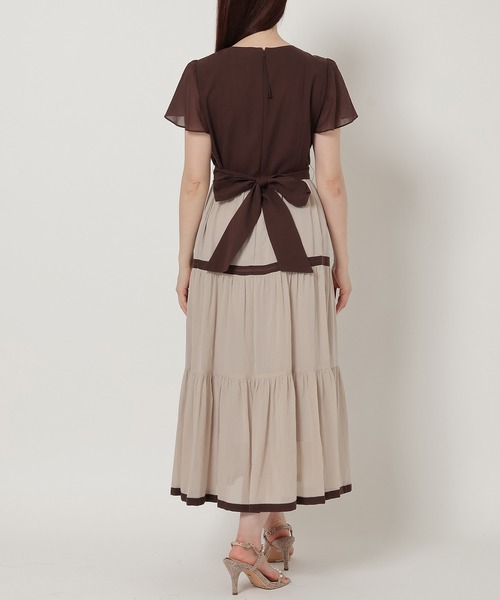 RoseTiara ビジュ付き ノースリーブティアード ワンピース